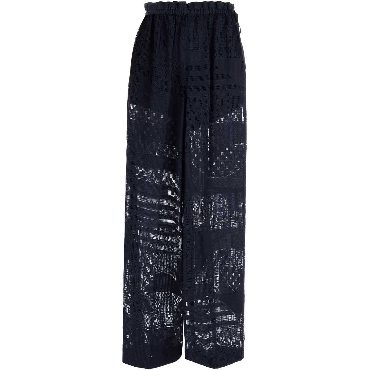 Marineblaue, weitgeschnittene Spitzenhose