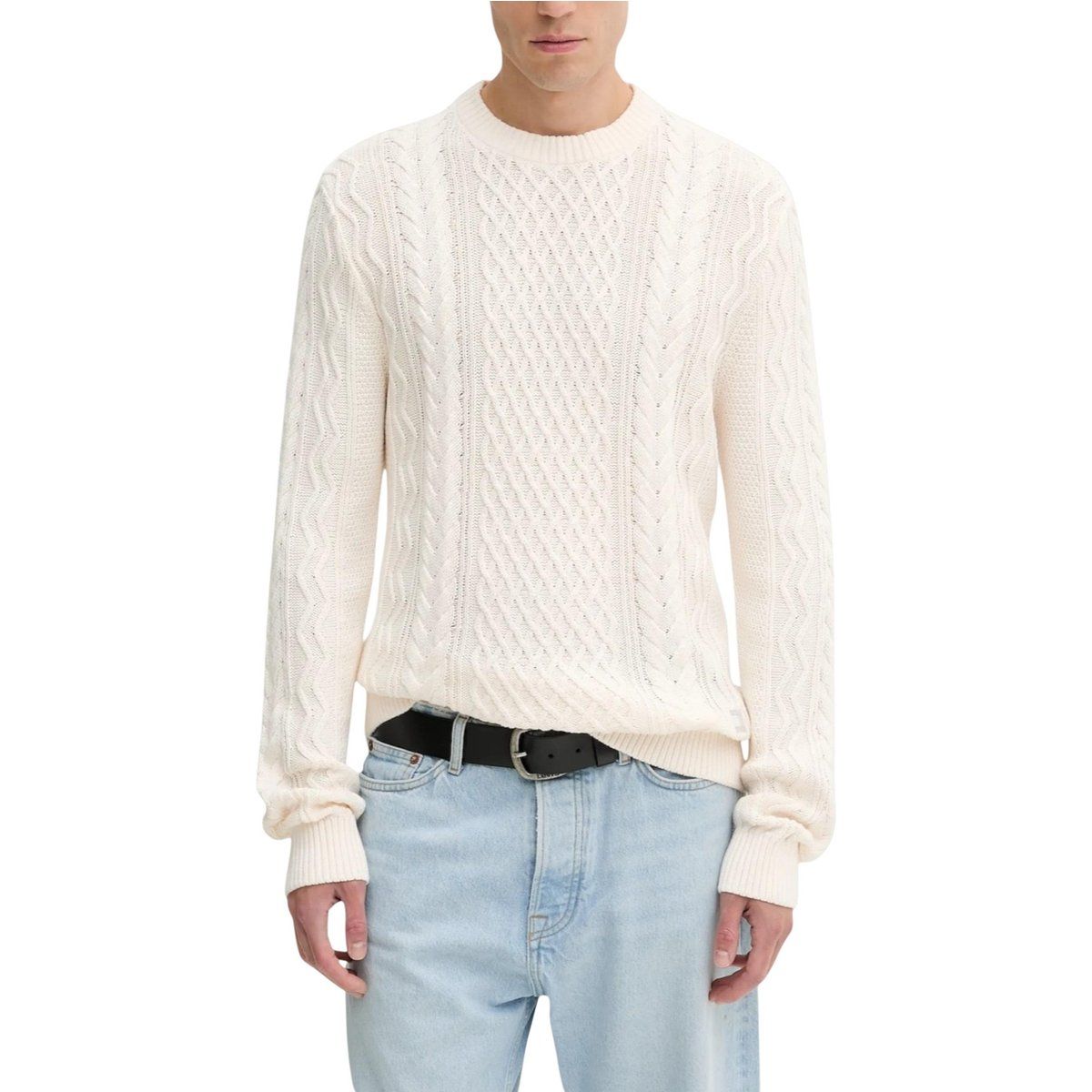 Kabelstrick Rundhals-Pullover