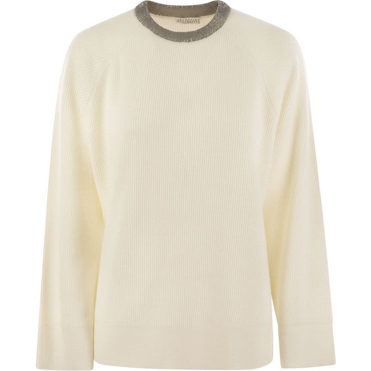 Eleganter Kaschmirpullover mit Schmuckkragen