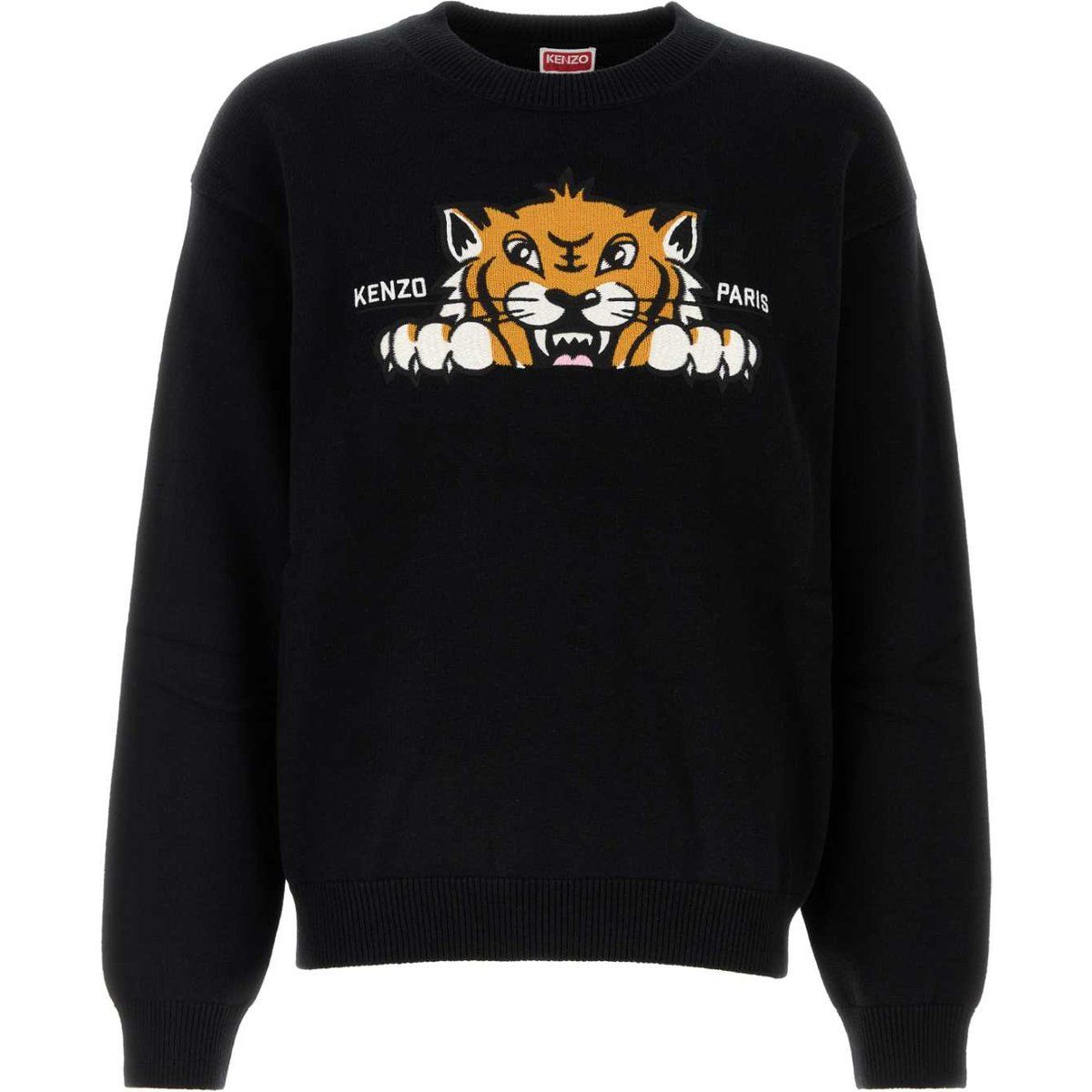 Tiger Wollmischpullover mit Stickerei