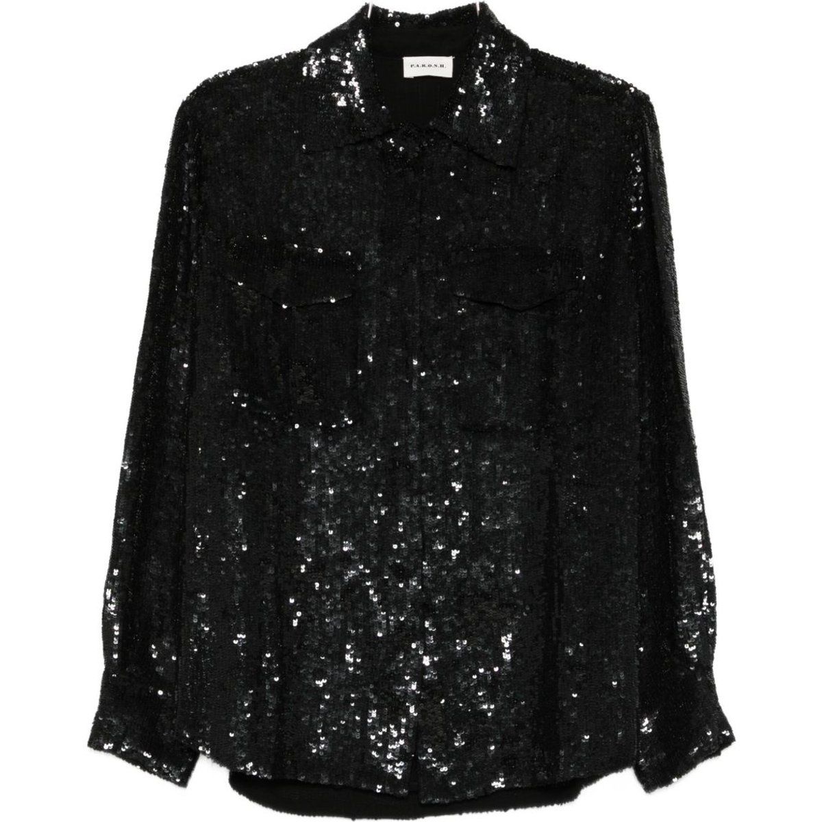 Paillettenverziertes Button-Down-Hemd