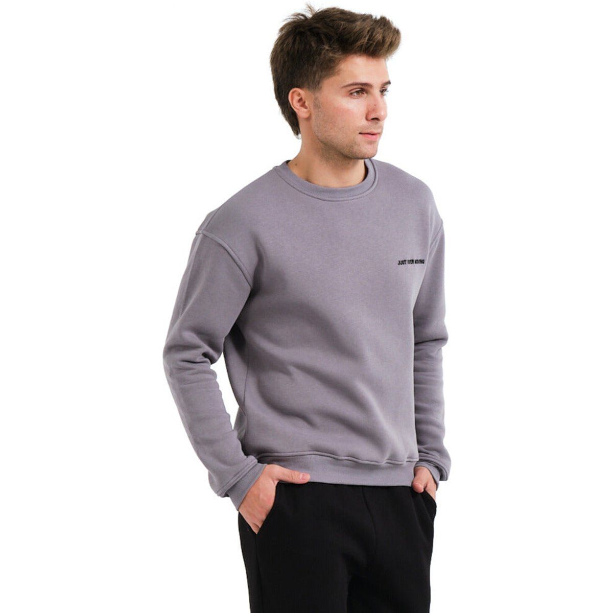 Fleecegefüttertes Sweatshirt mit Rundhalsausschnitt