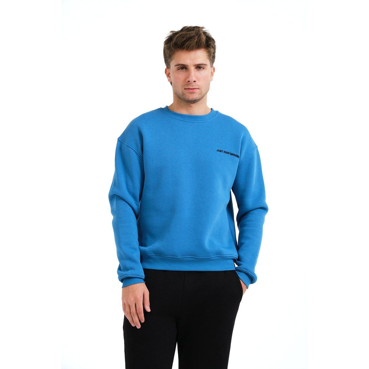 Rundhals-Sweatshirt mit Fleece-Futter und Stickerei