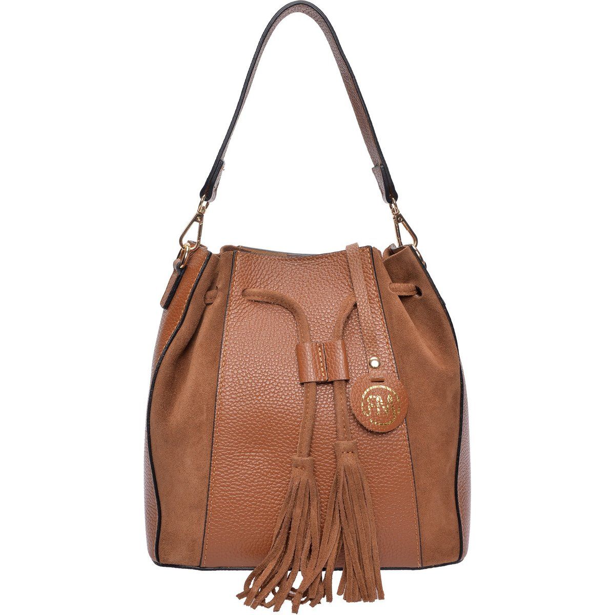 Leder-Beuteltasche mit Quasten