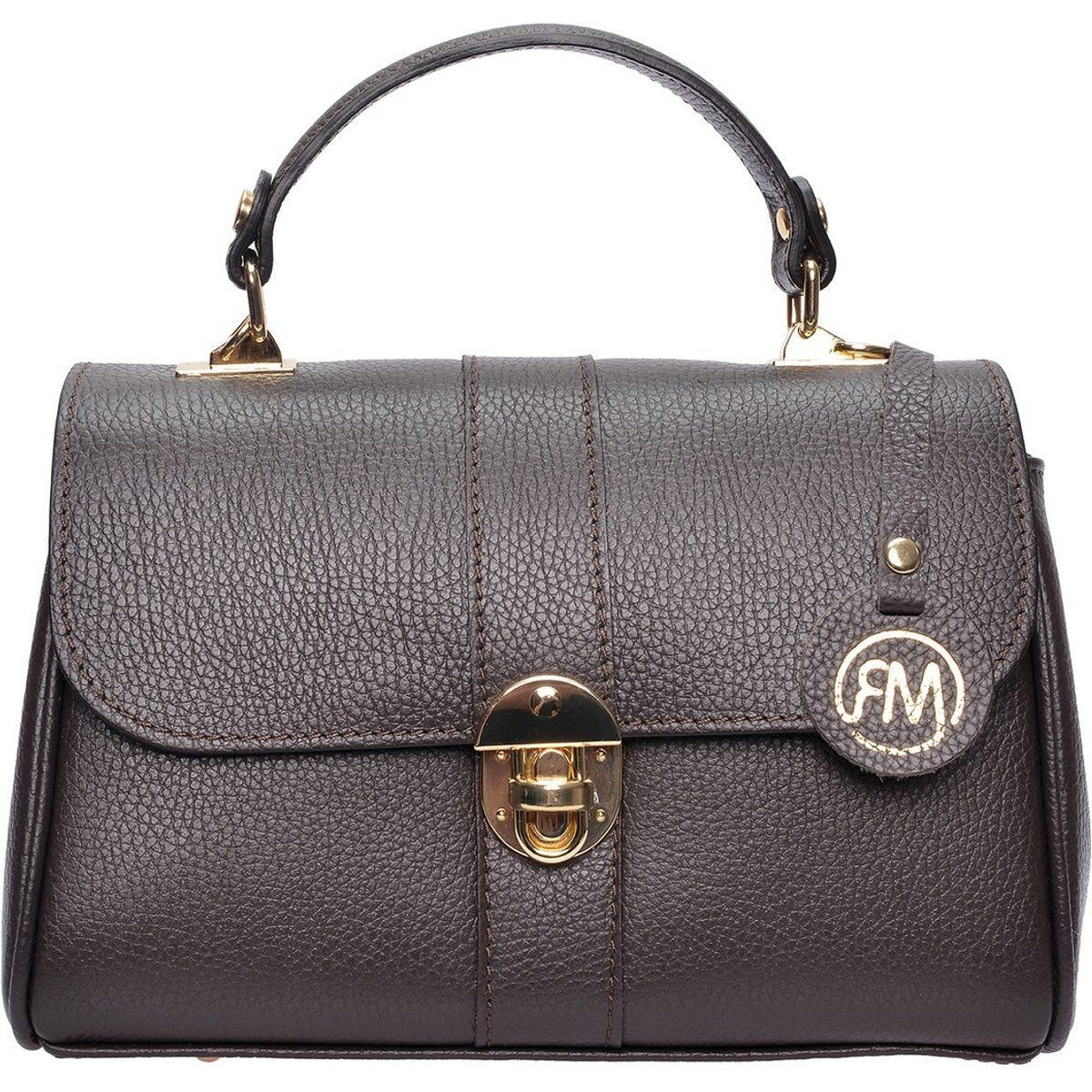 Braune Lederhandtasche mit Henkel
