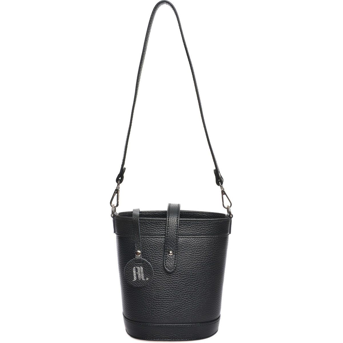 Schwarze Ledertasche mit Trageriemen