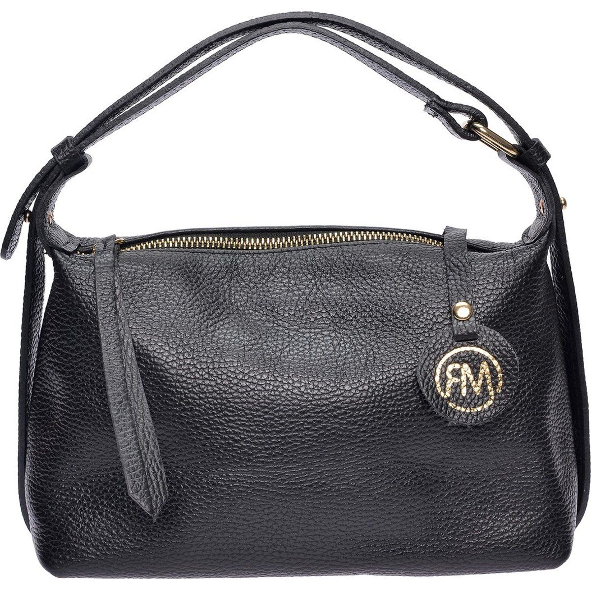 Genarbte Ledertasche mit Logo-Anhänger