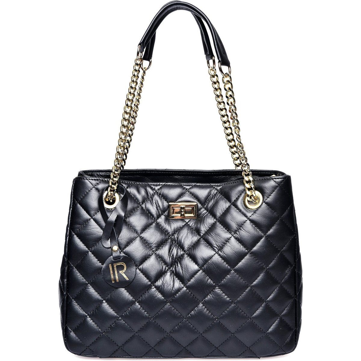 Gesteppte Schultertasche aus Leder