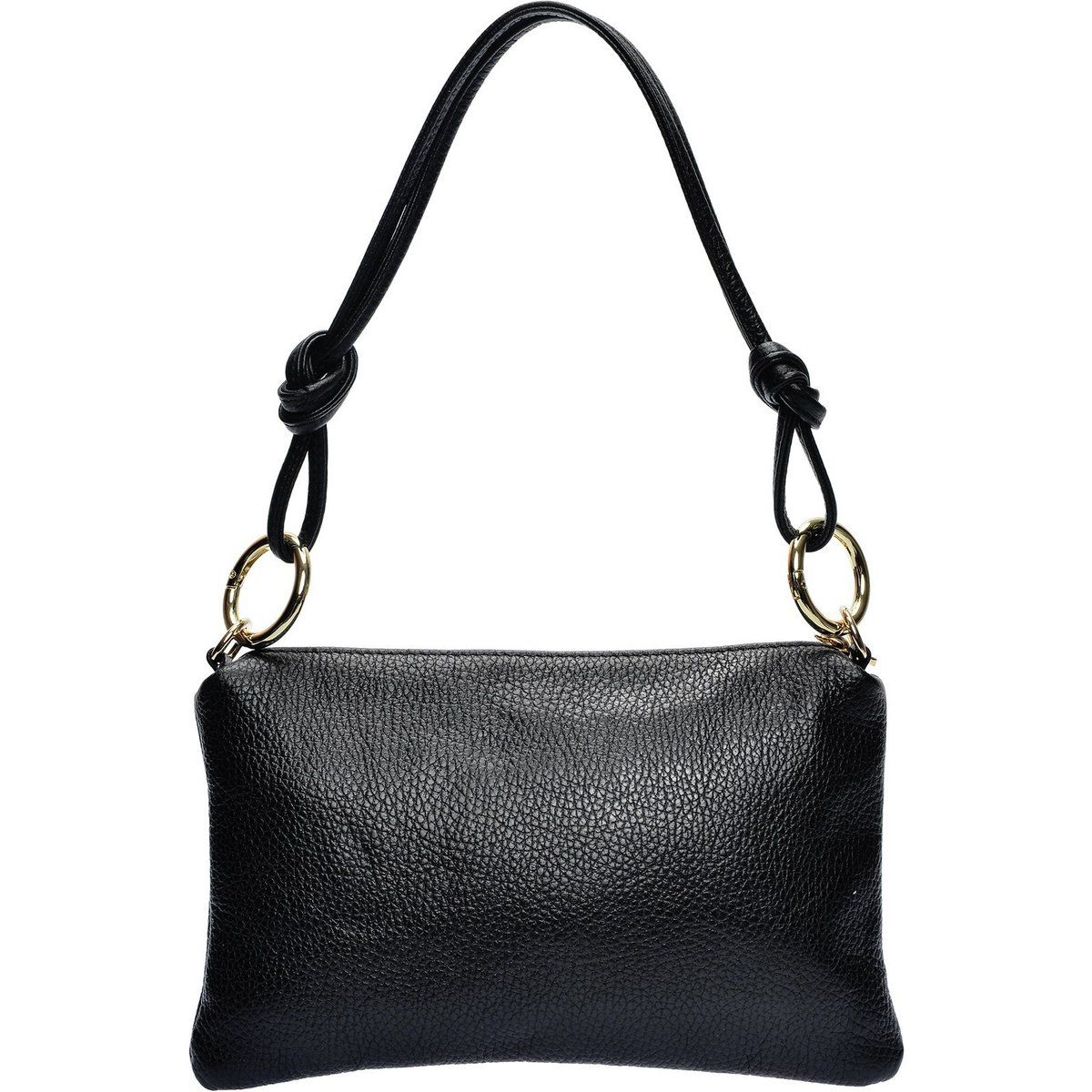 Schwarze Schultertasche aus genarbtem Leder