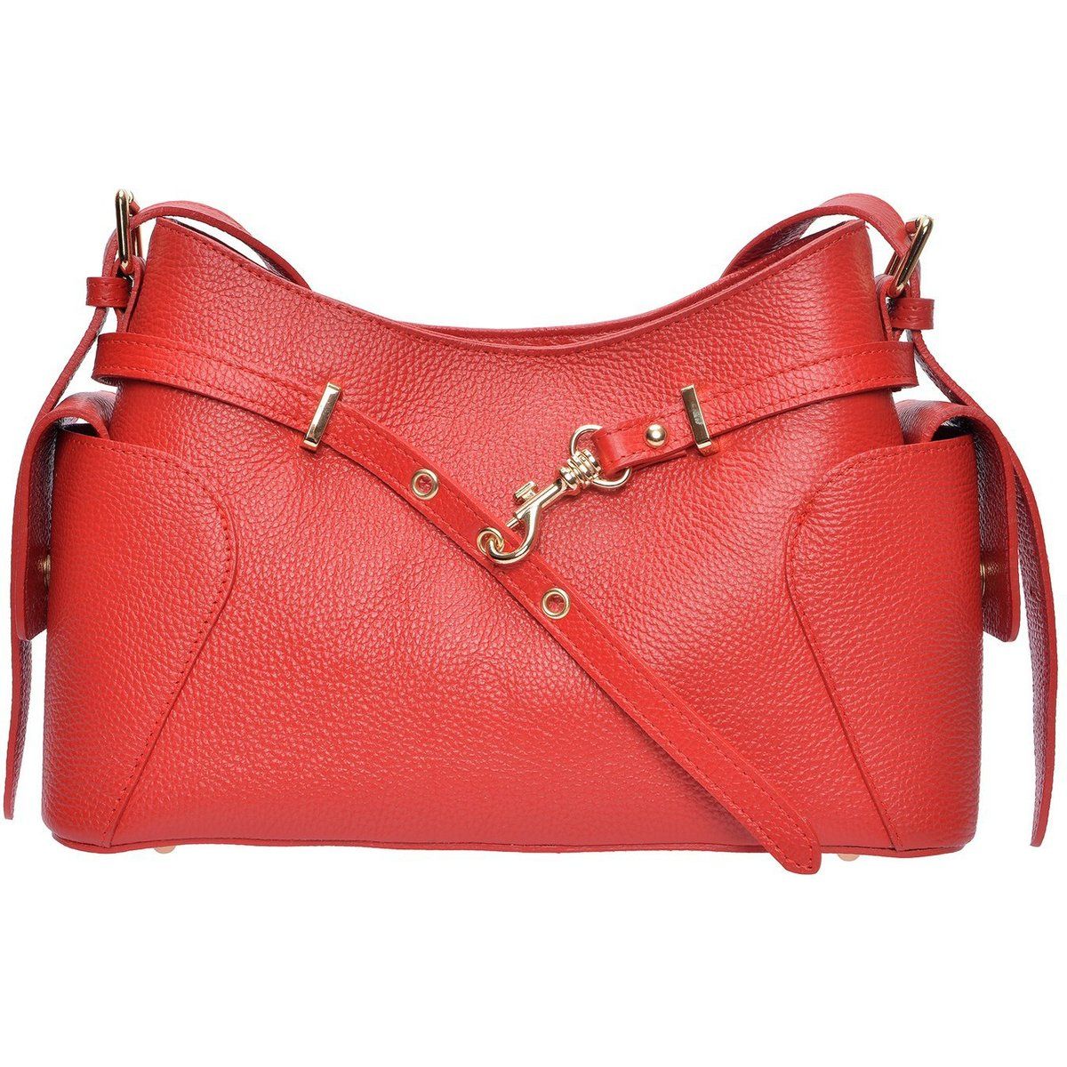 Schultertasche aus genarbtem Leder im Hobo-Stil