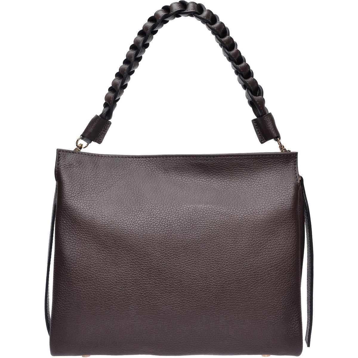 Braune Ledertasche mit geflochtenem Griff