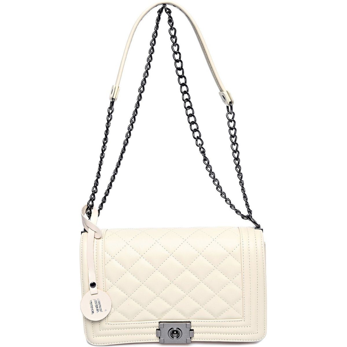 Gesteppte Überschlagtasche mit Kette