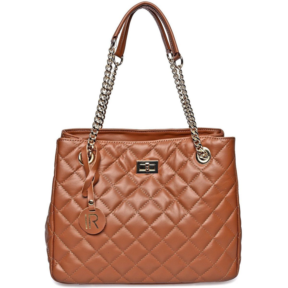 Gesteppte Schultertasche mit Kettenriemen