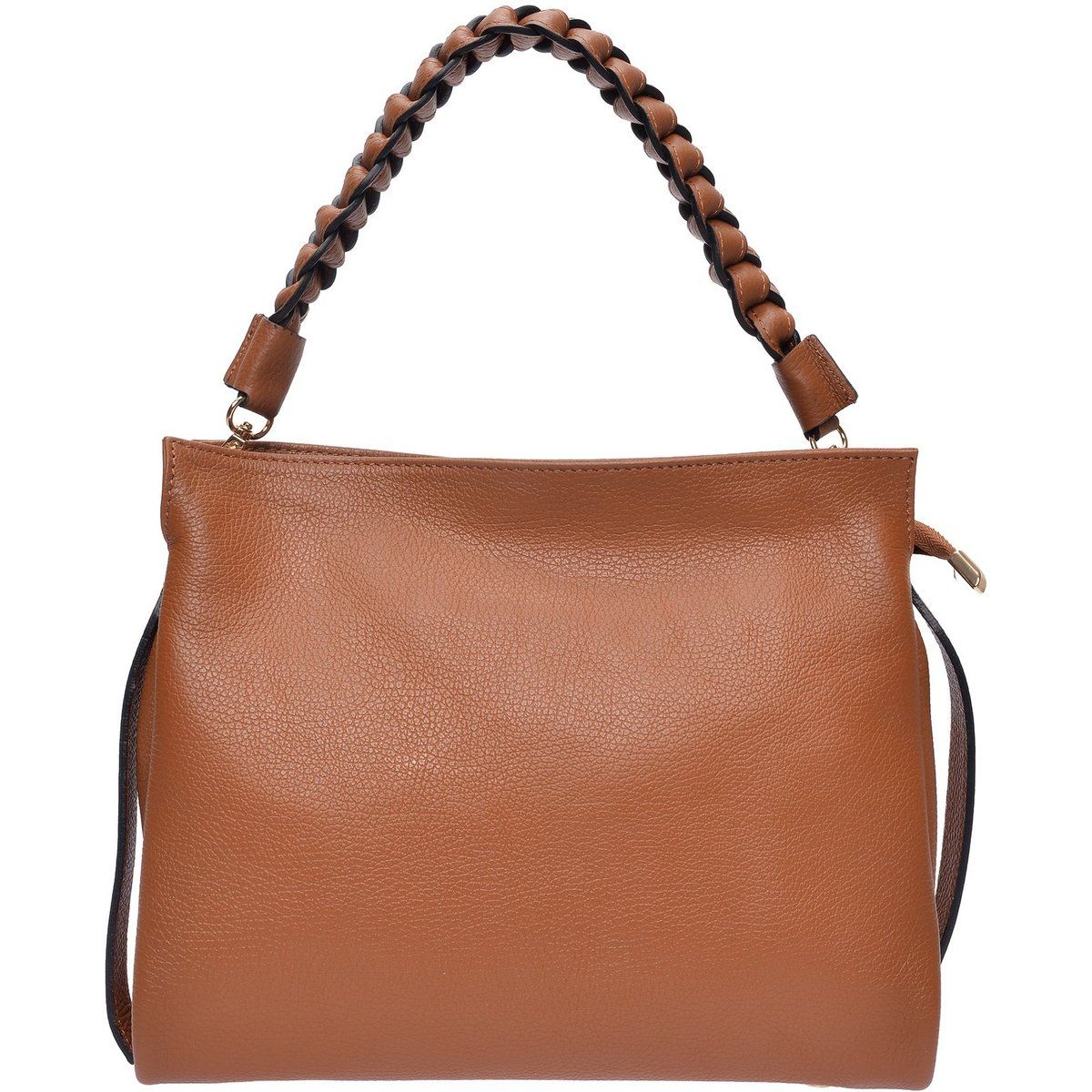 Ledertasche mit geflochtenem Henkel