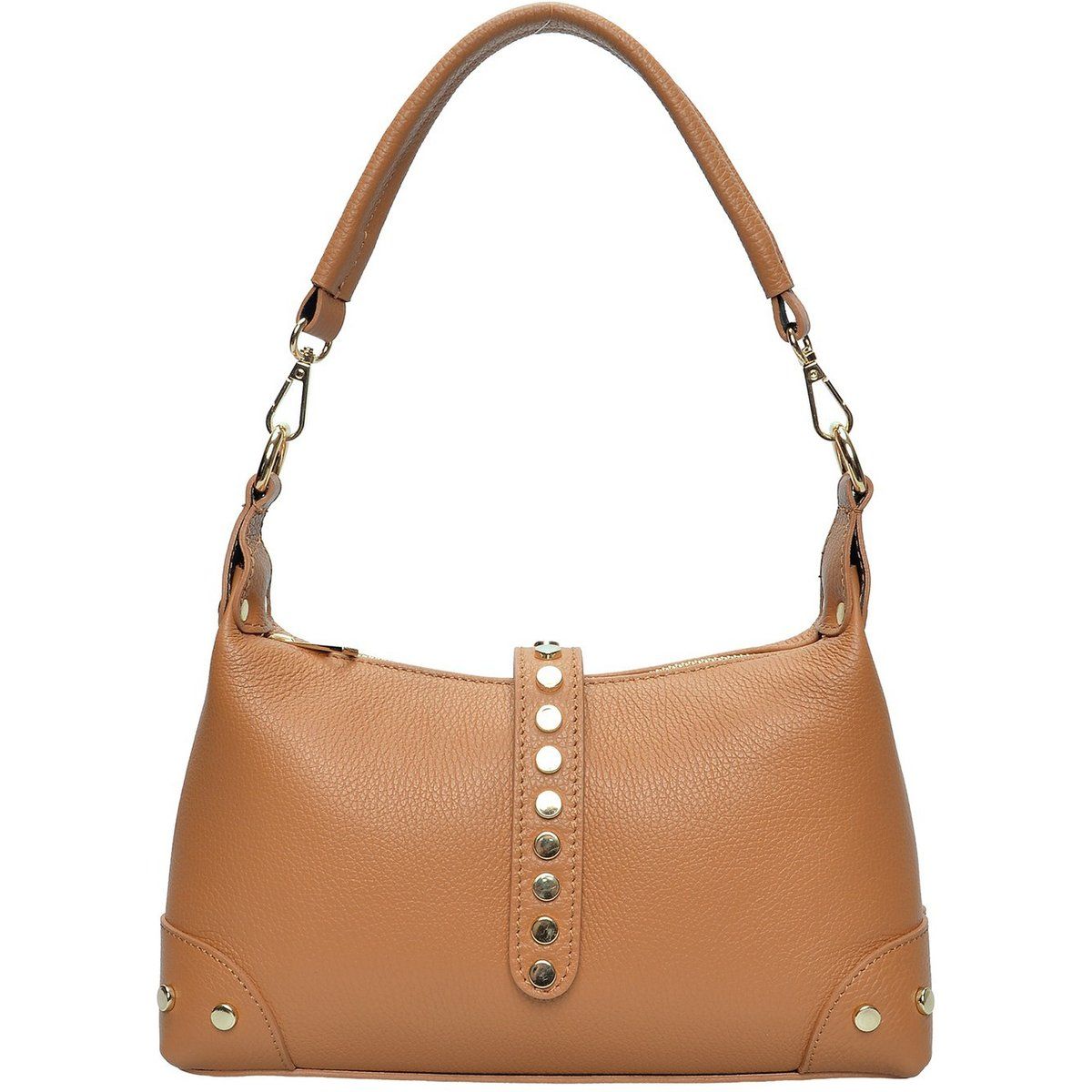 Schultertasche aus Leder mit Nieten