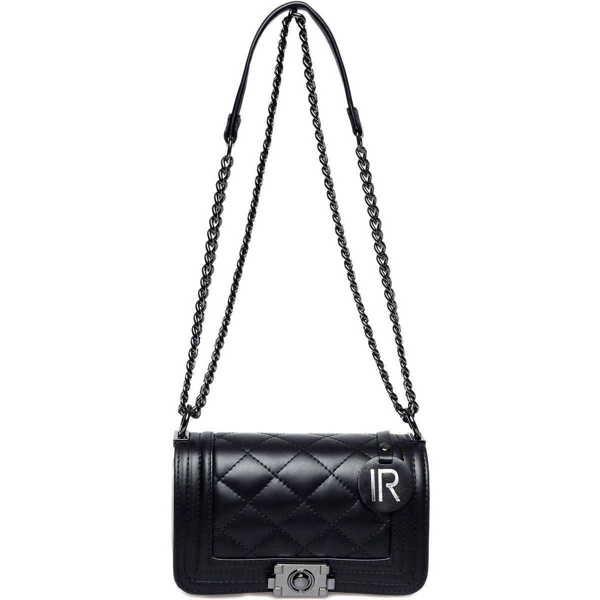 Gesteppte Schultertasche mit Lederkette