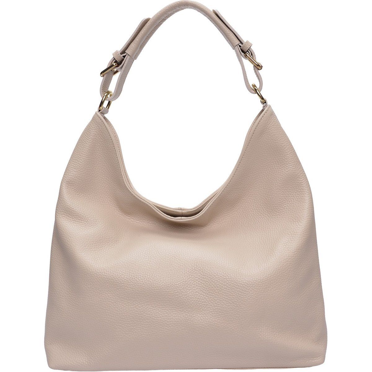 Beige Leder Hobo Schultertasche