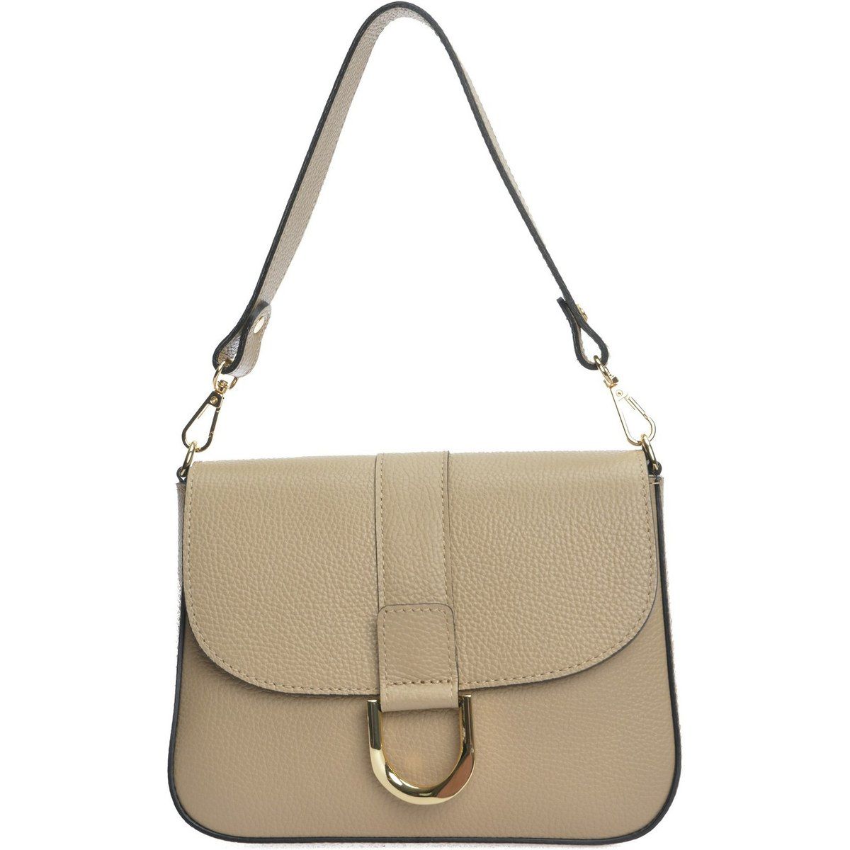 Beige Ledertasche mit Schnalle