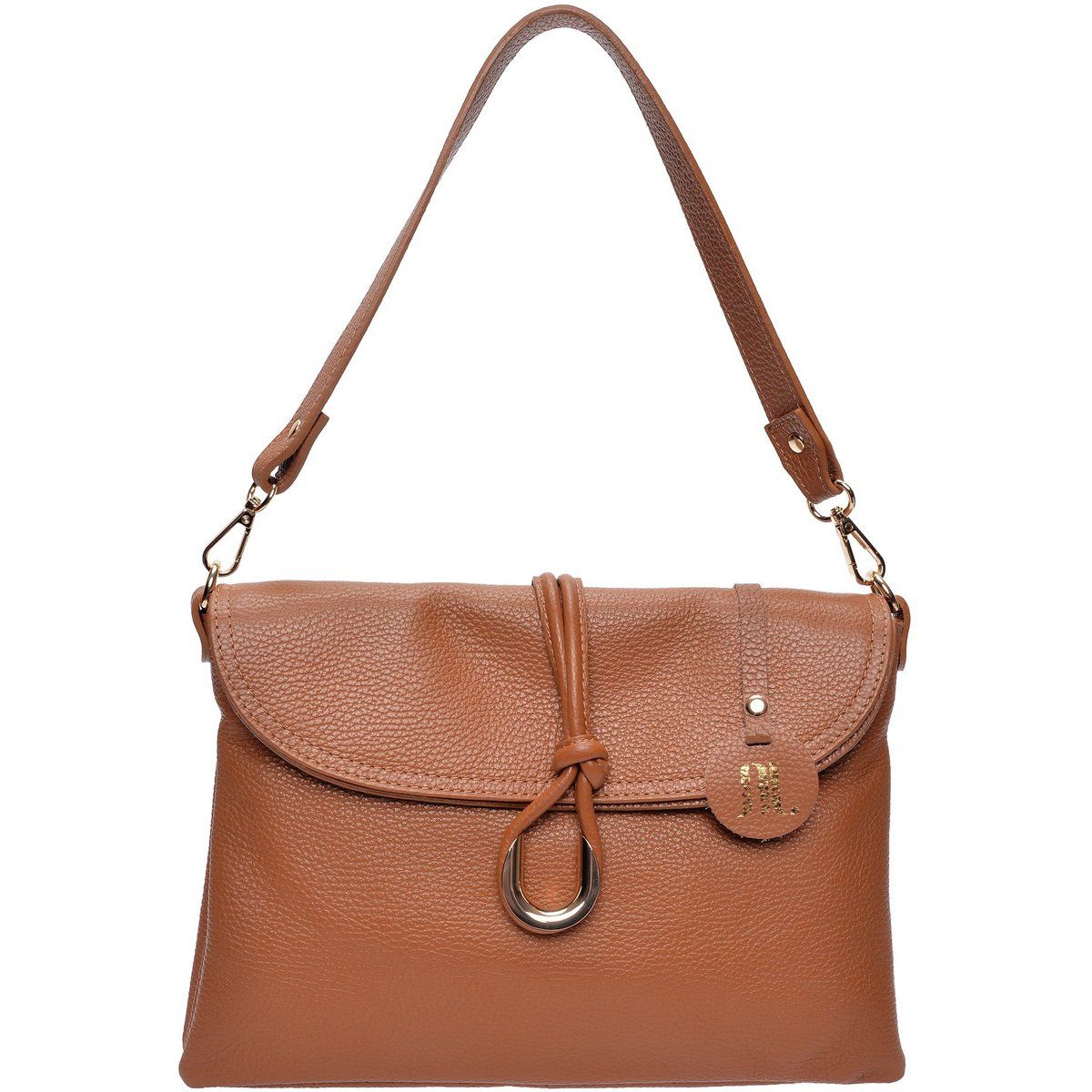 Genarbtes Leder Schultertasche Knotendetail