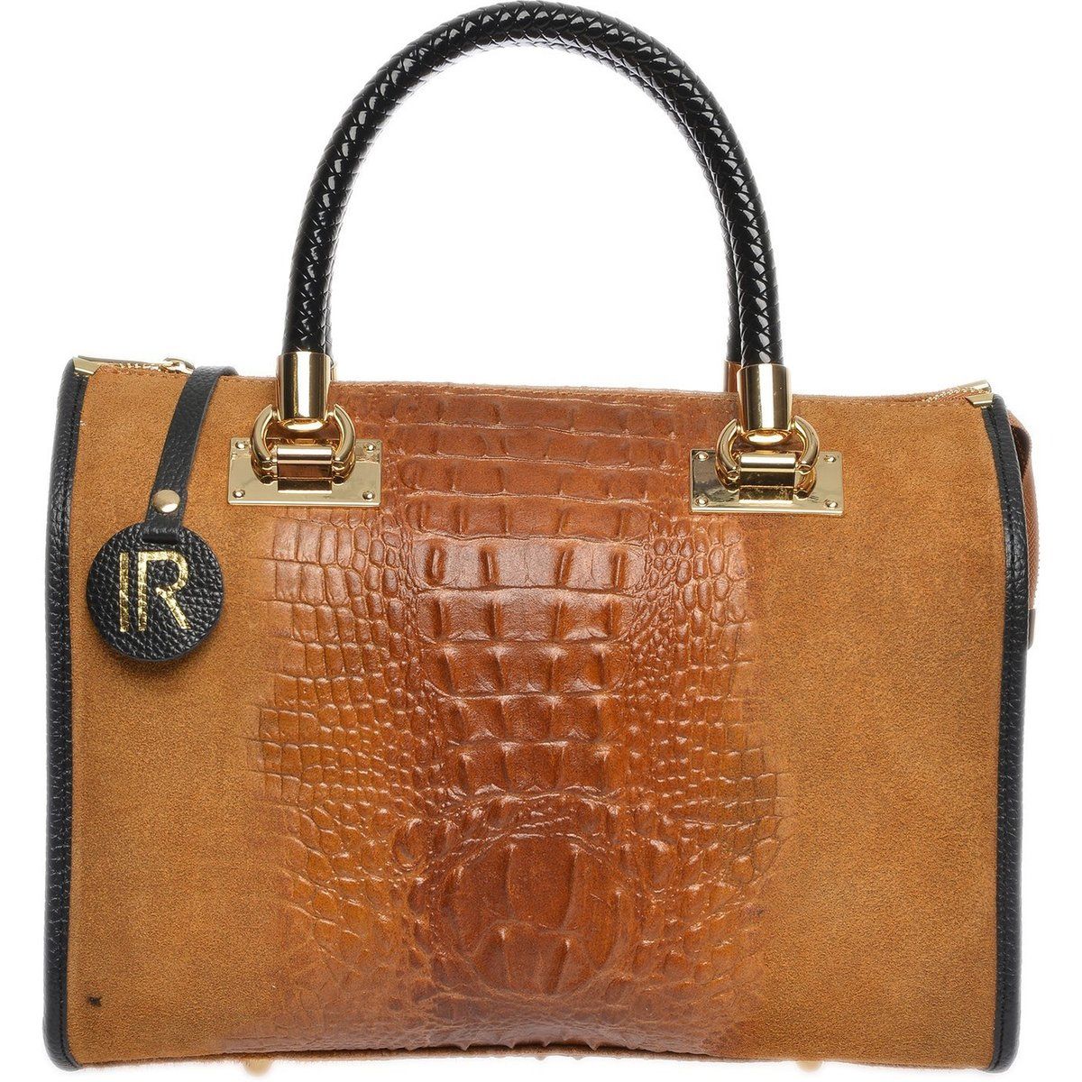 Braune Lederhandtasche mit Tragegriff