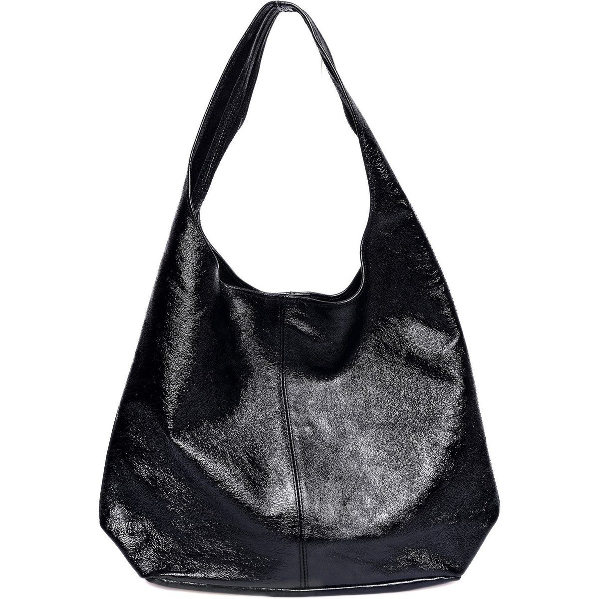 Schwarze Hobo-Tasche aus Leder