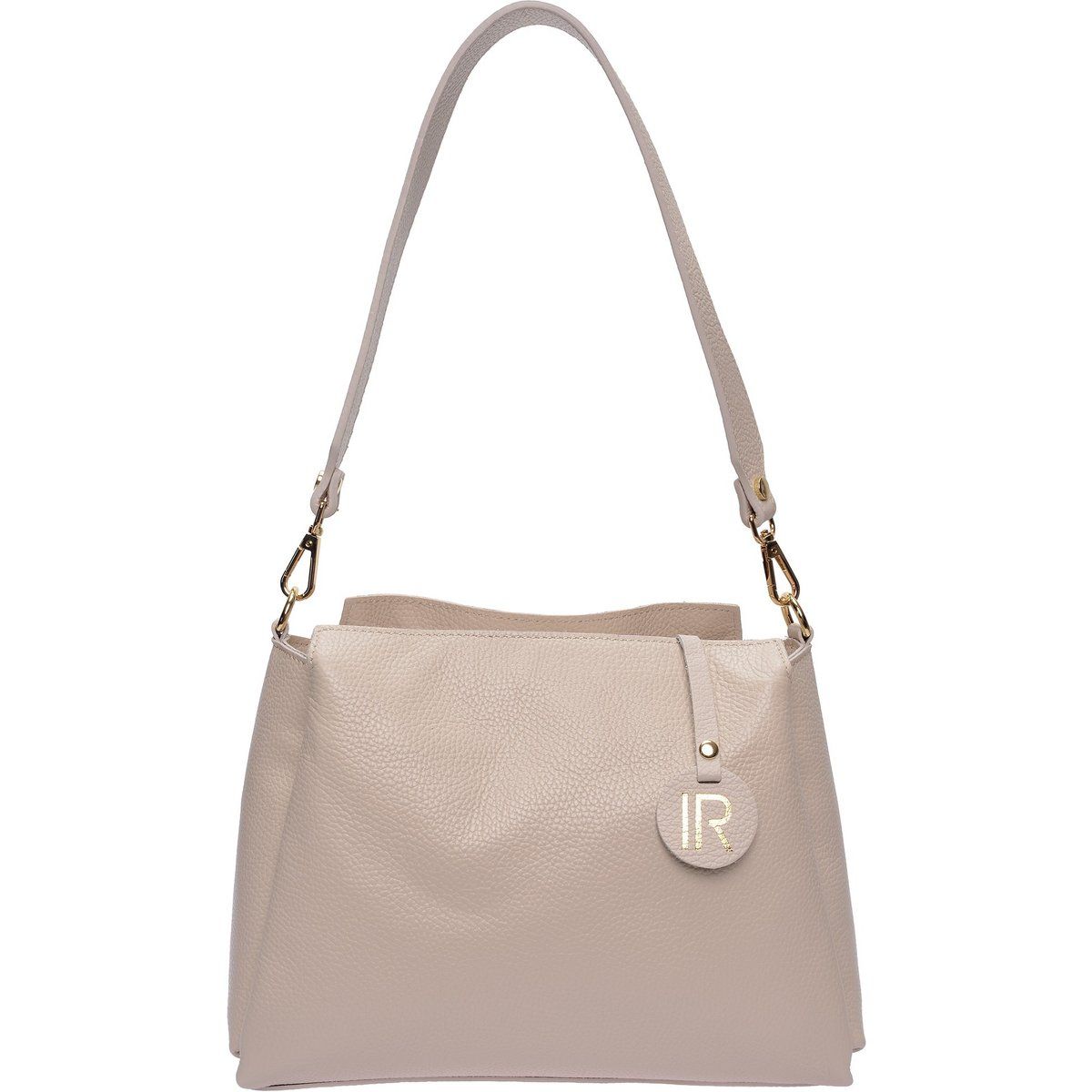 Beige Lederschultertasche