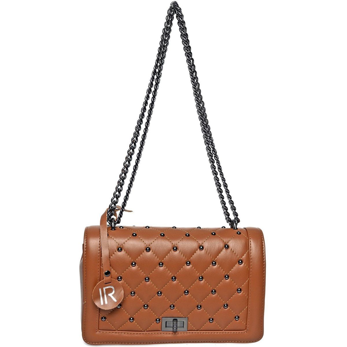 Gesteppte Ledertasche mit Schulterkette