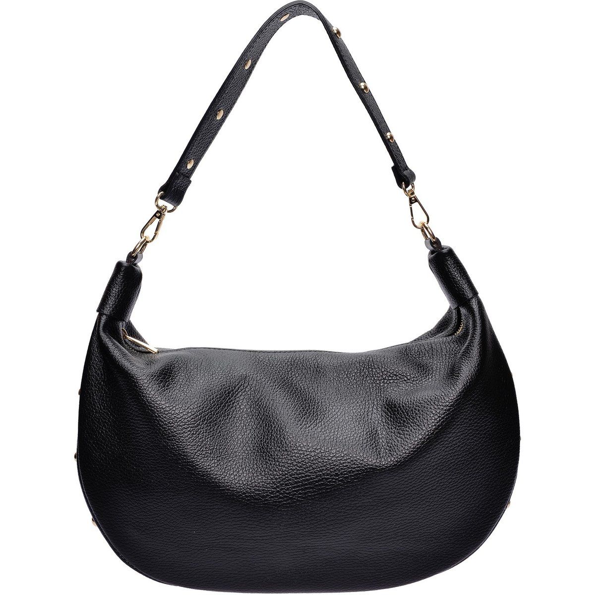 Halbmondförmige Schultertasche aus genarbtem Leder