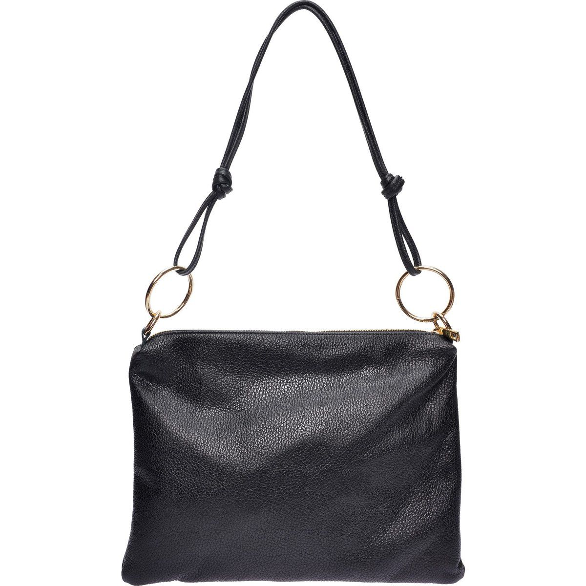Schwarze Ledertasche mit Ringen