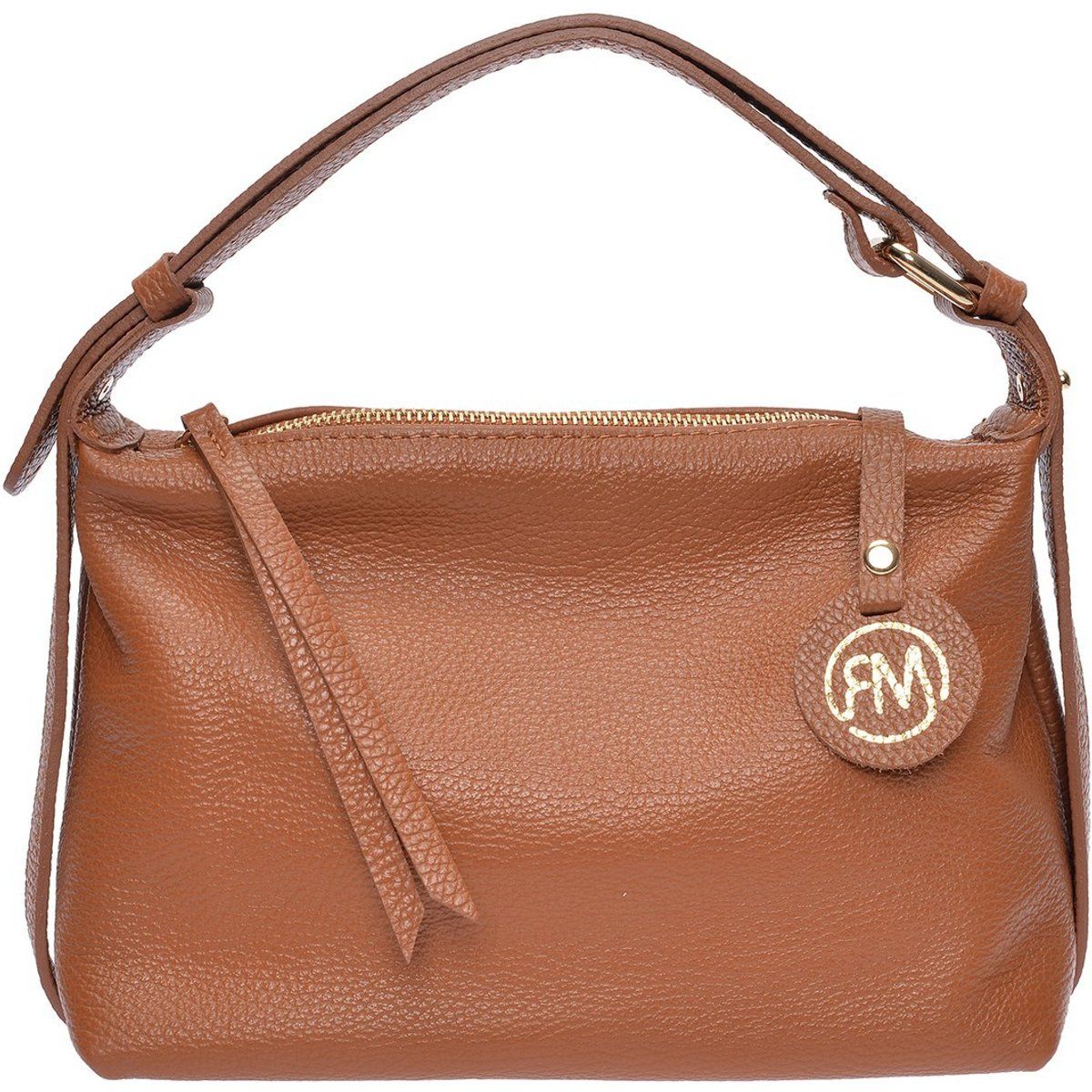 Braune Schultertasche aus genarbtem Leder