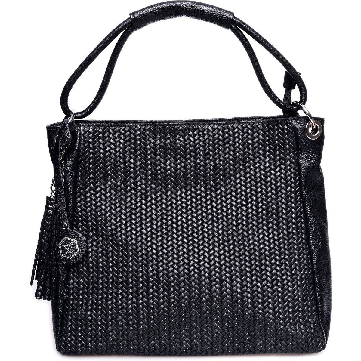 Gewebte Schultertasche aus Leder