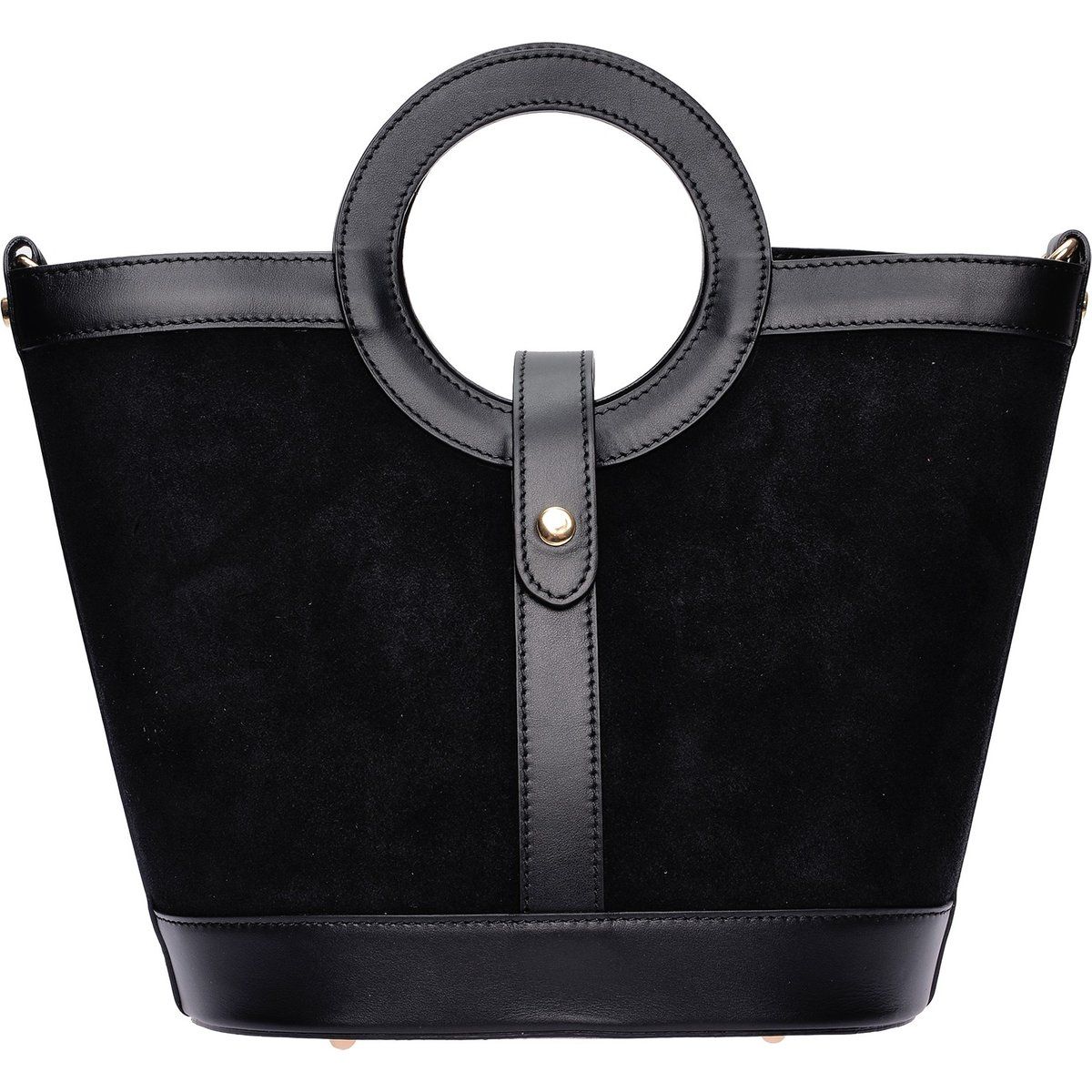 Elegante schwarze Wildleder-Henkeltasche