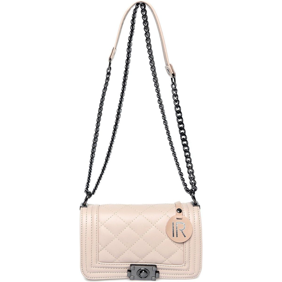 Gesteppte Ledertasche mit Schulterkette