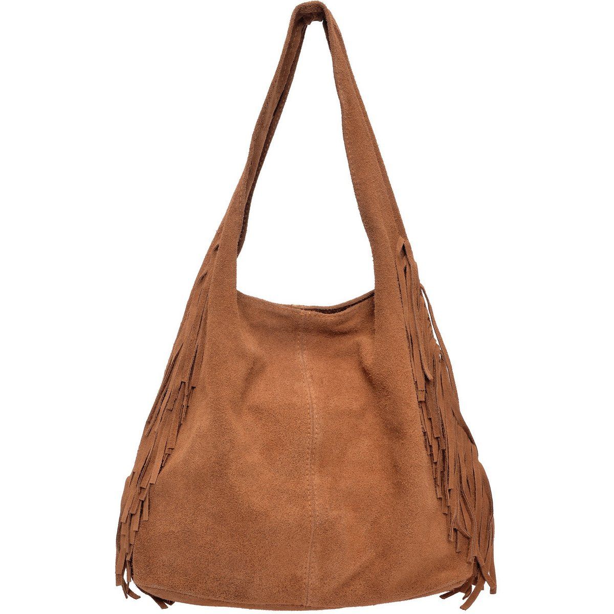 Wildleder Hobo-Tasche mit Fransen-Detail