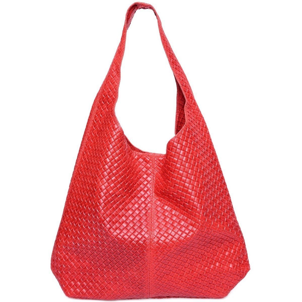 Schultertasche aus gewebtem Leder im Hobo-Stil