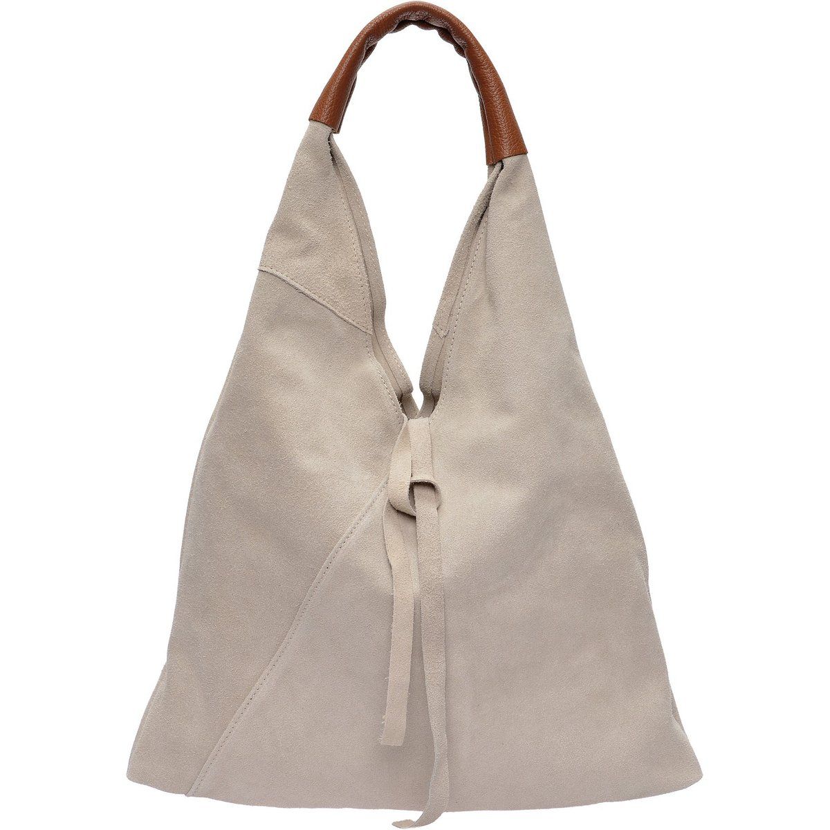 Hobo-Tasche aus Wildleder mit Ledergriff