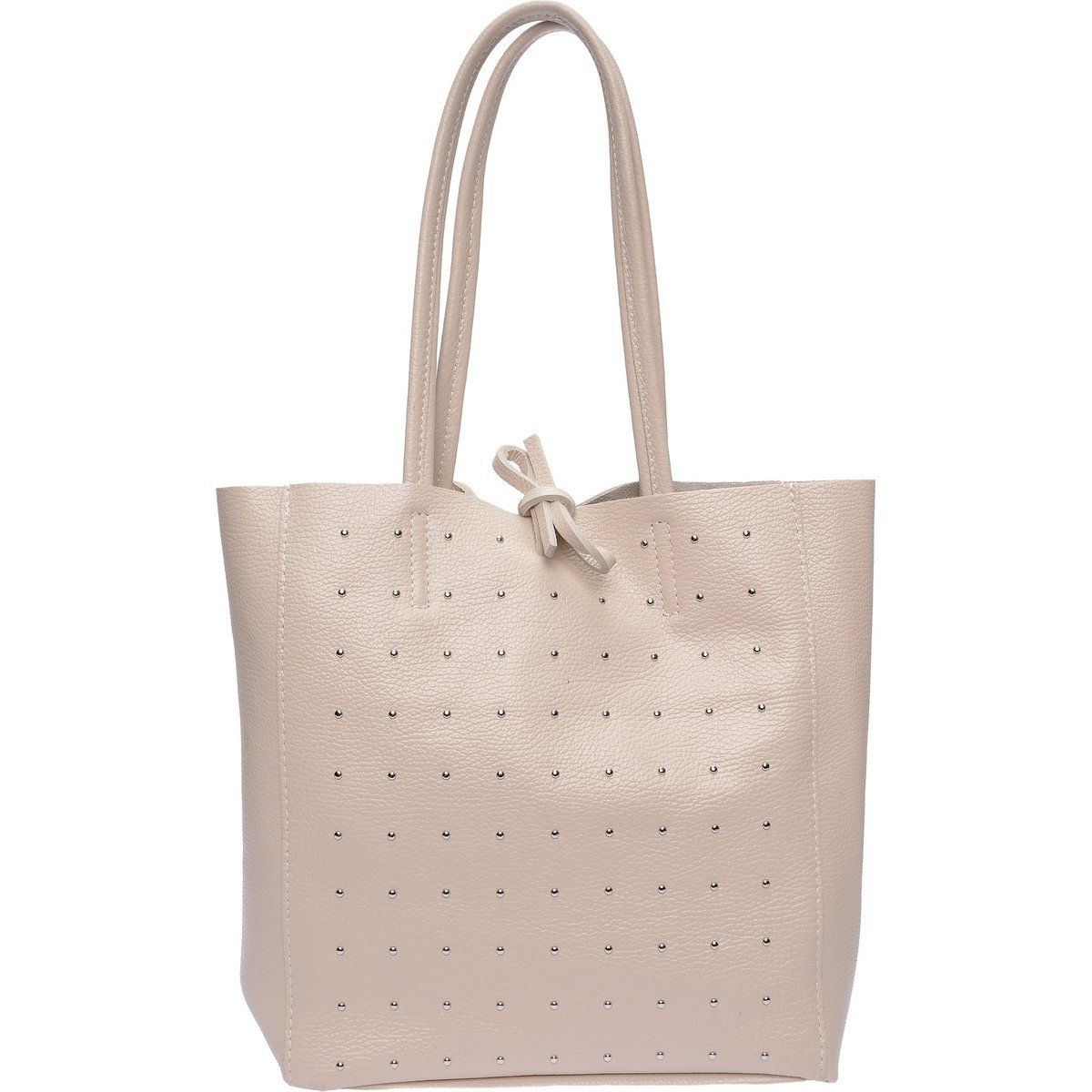 Beige Ledertasche mit Nieten