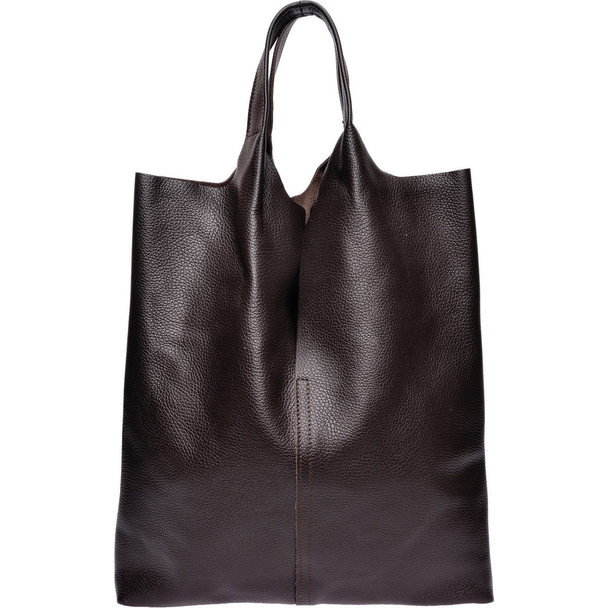 Dunkelbraune Ledertasche Shopper