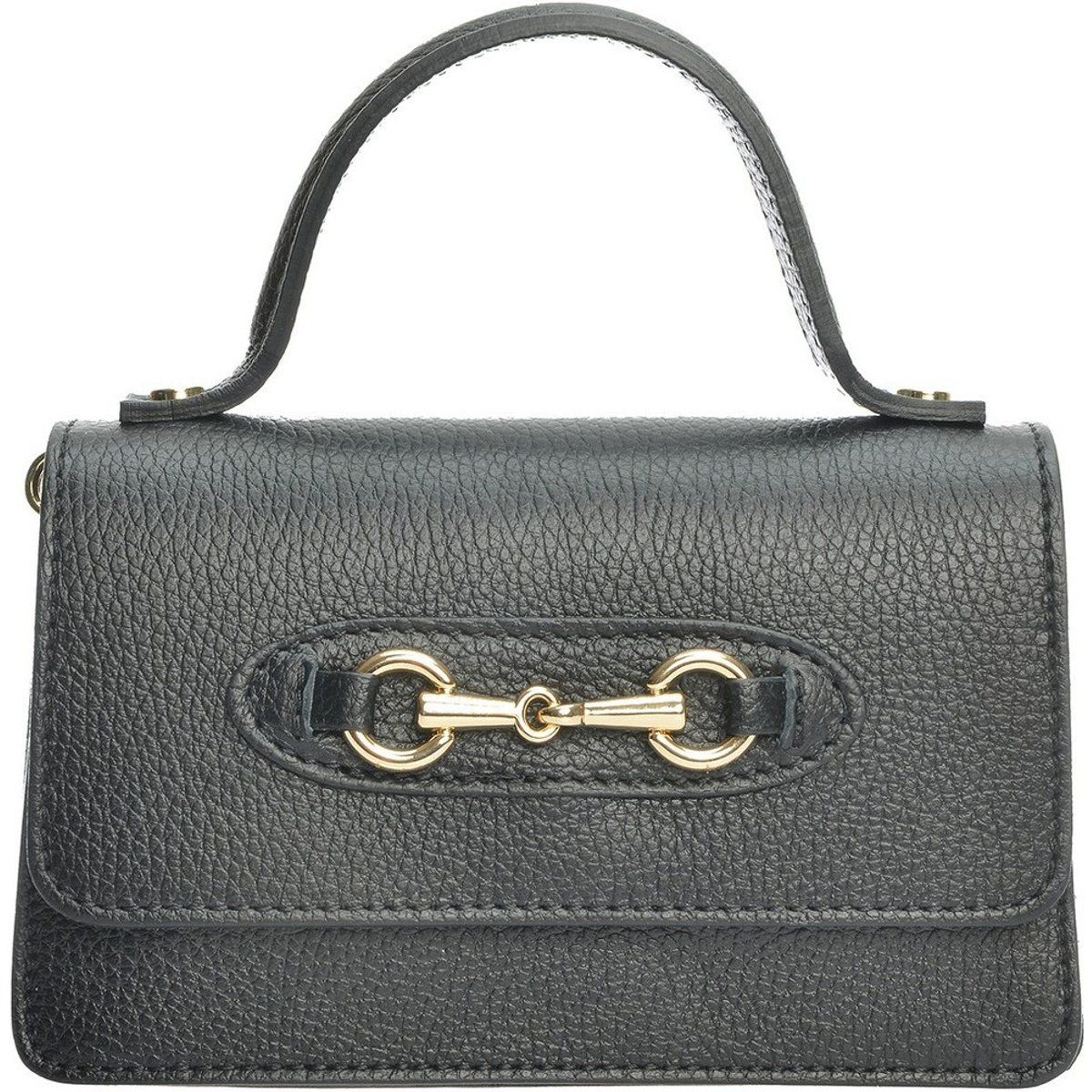 Schwarze Lederhandtasche mit Henkel
