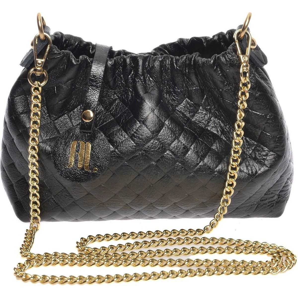 Gesteppte Ledertasche mit Kette