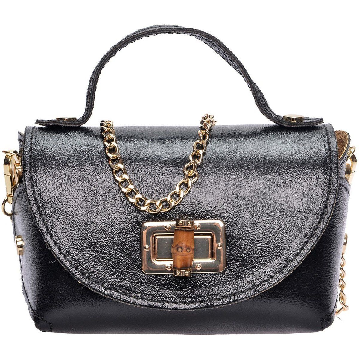 Elegante schwarze Lederhandtasche mit Henkel