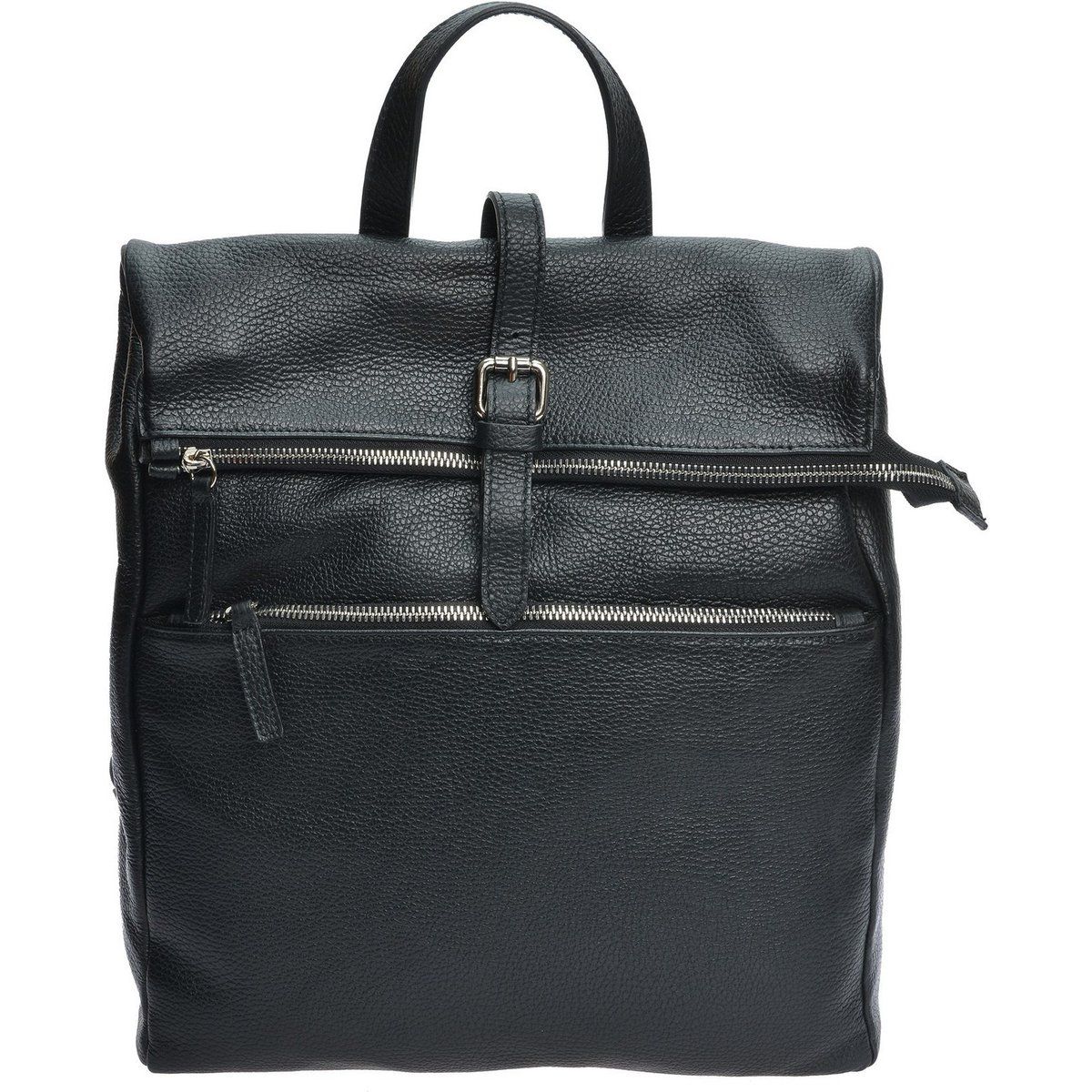Strukturierter Leder-Rucksack mit Schnallenverschluss