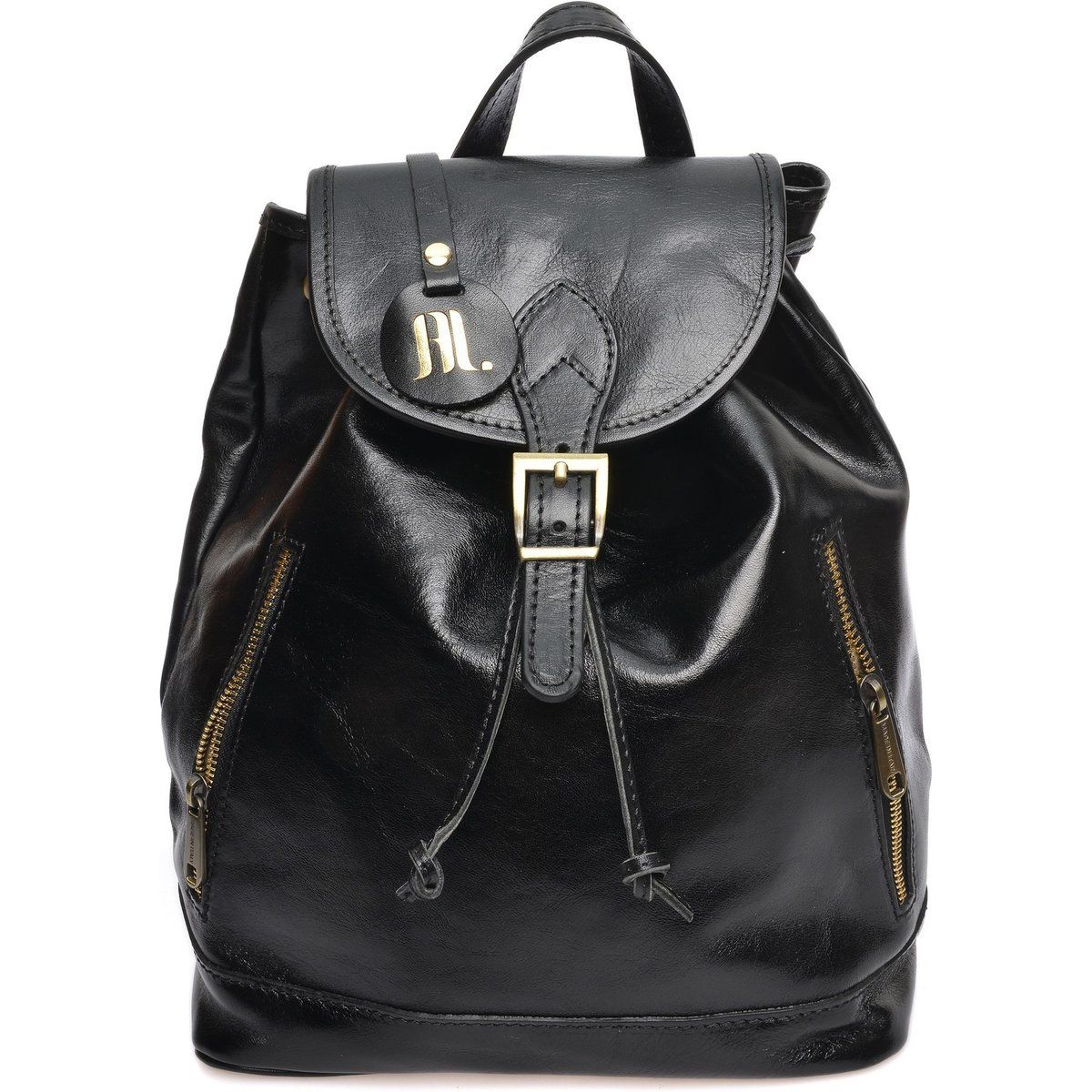 Lederrucksack mit Überschlag