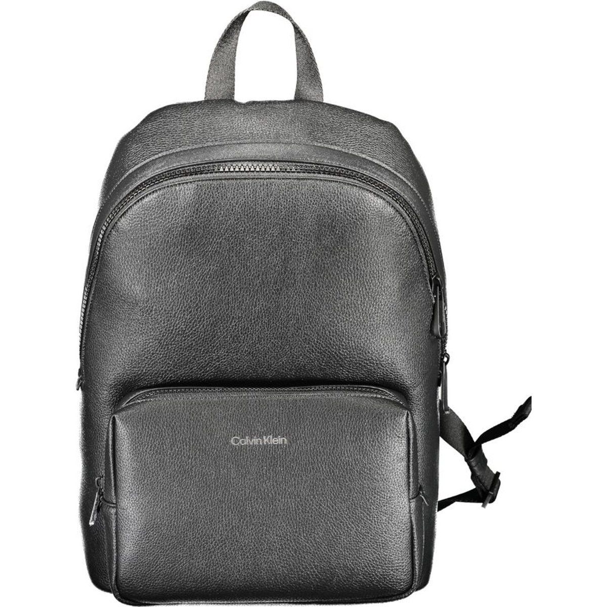 Schlanker Rucksack aus Kunstleder mit Logo