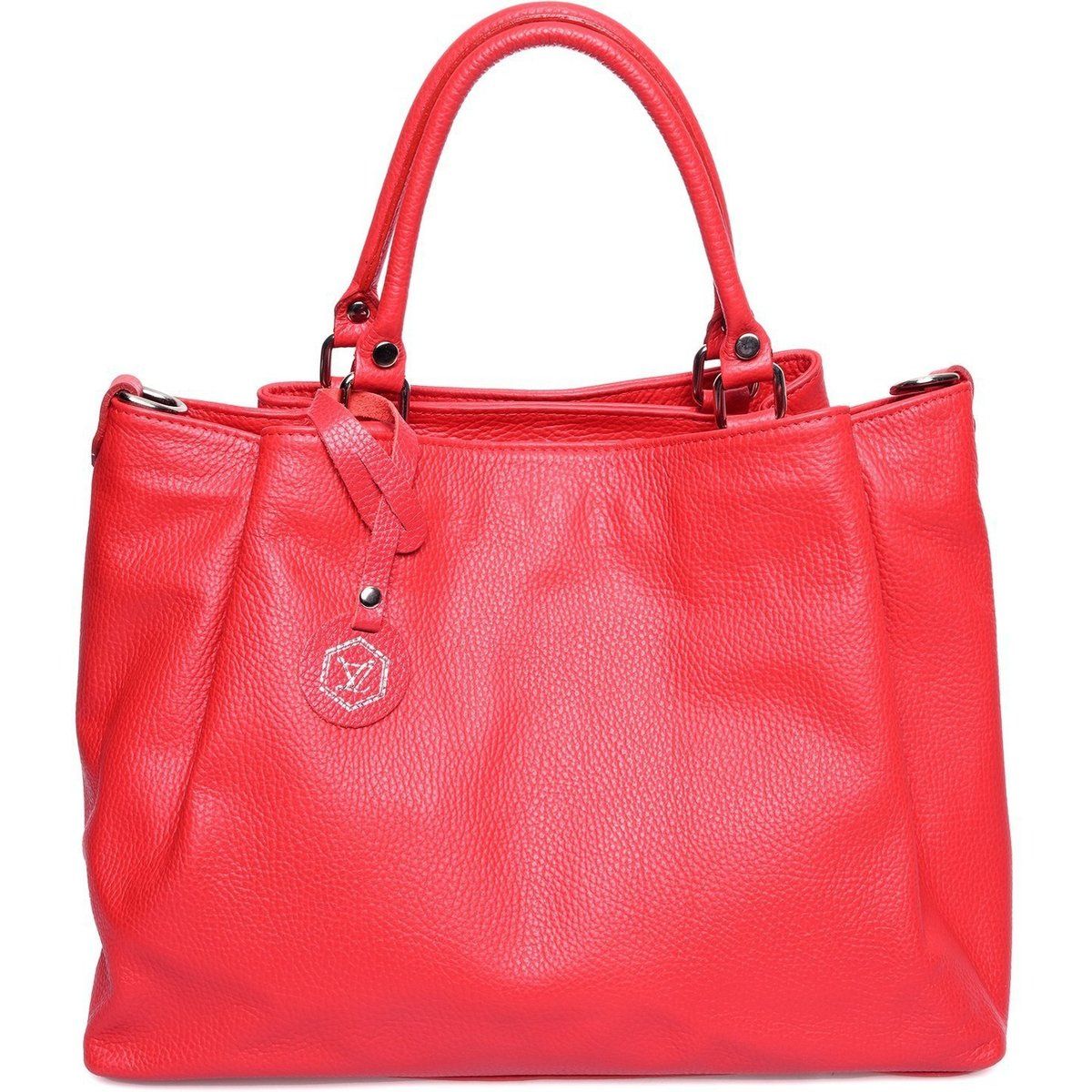 Rote Handtasche aus genarbtem Leder