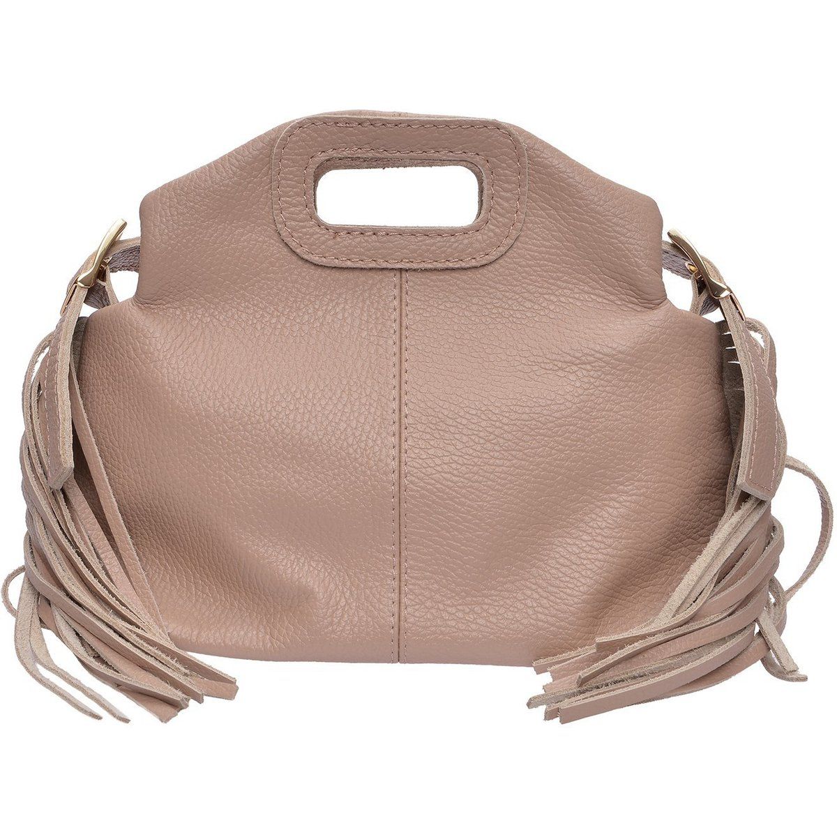 Fransen-Lederhandtasche mit Griff
