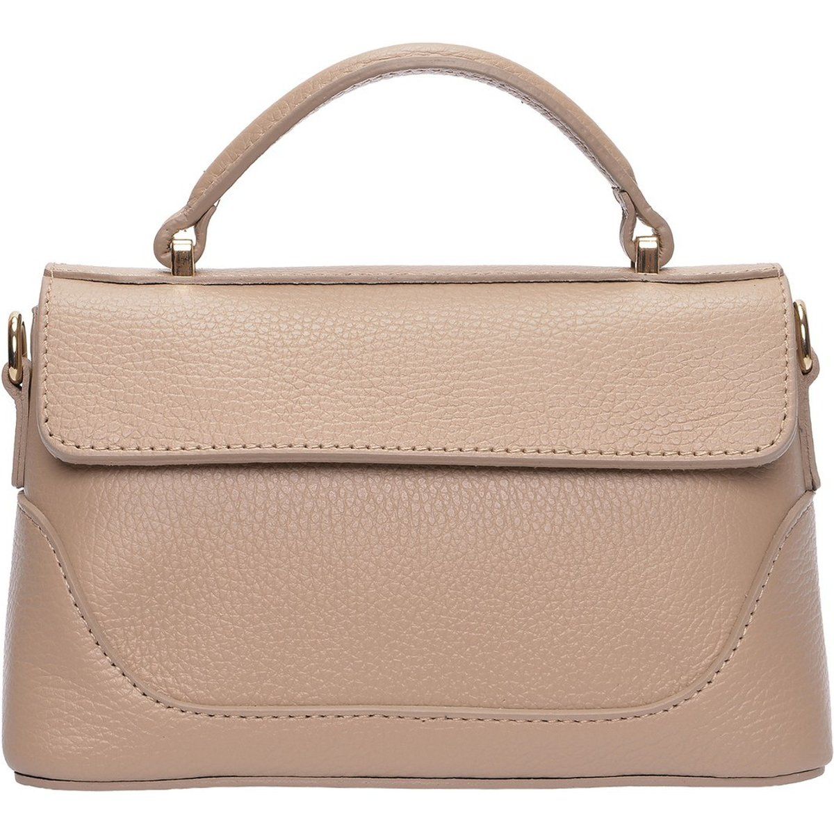 Beige Lederhandtasche mit Griff