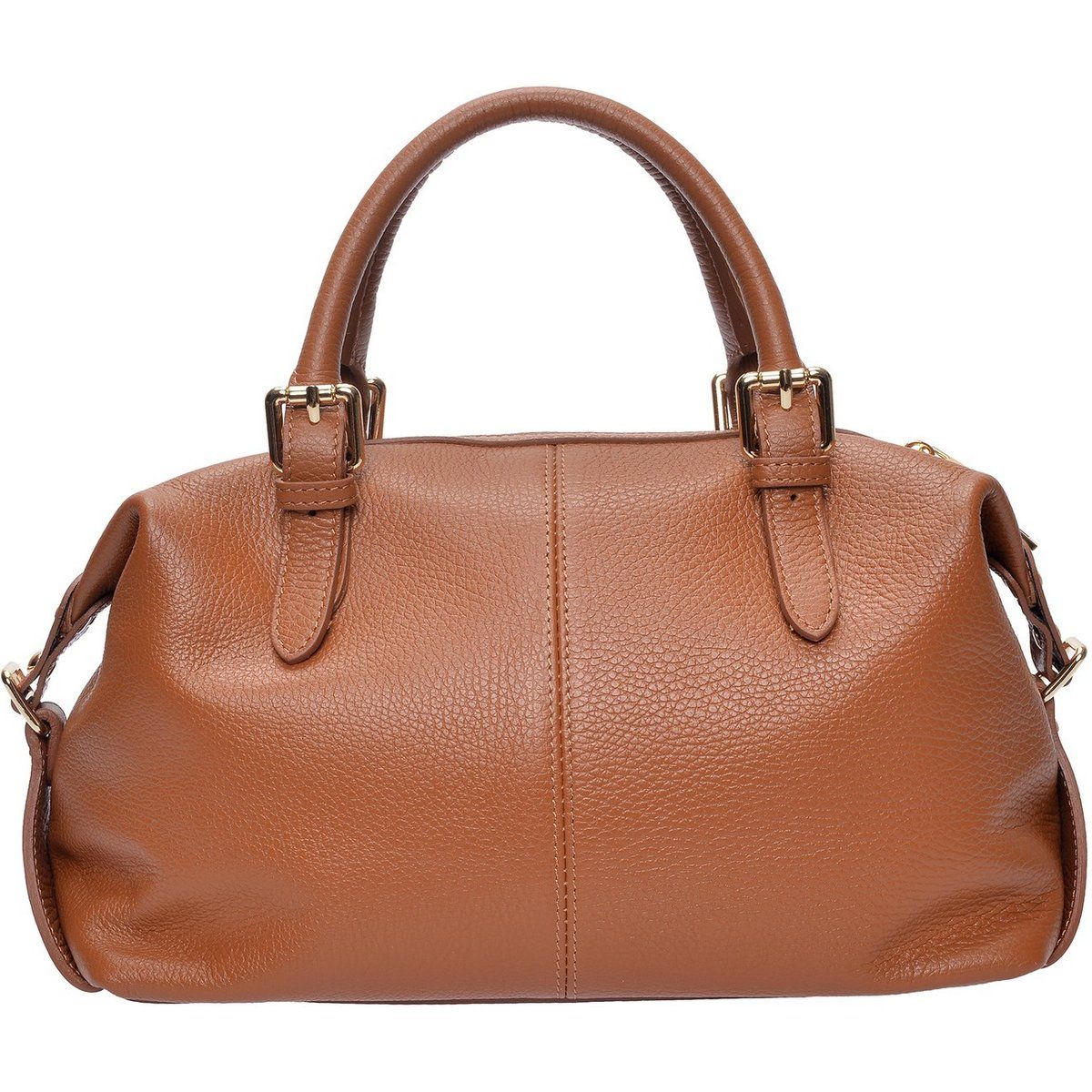 Klassische genarbte Leder-Henkeltasche