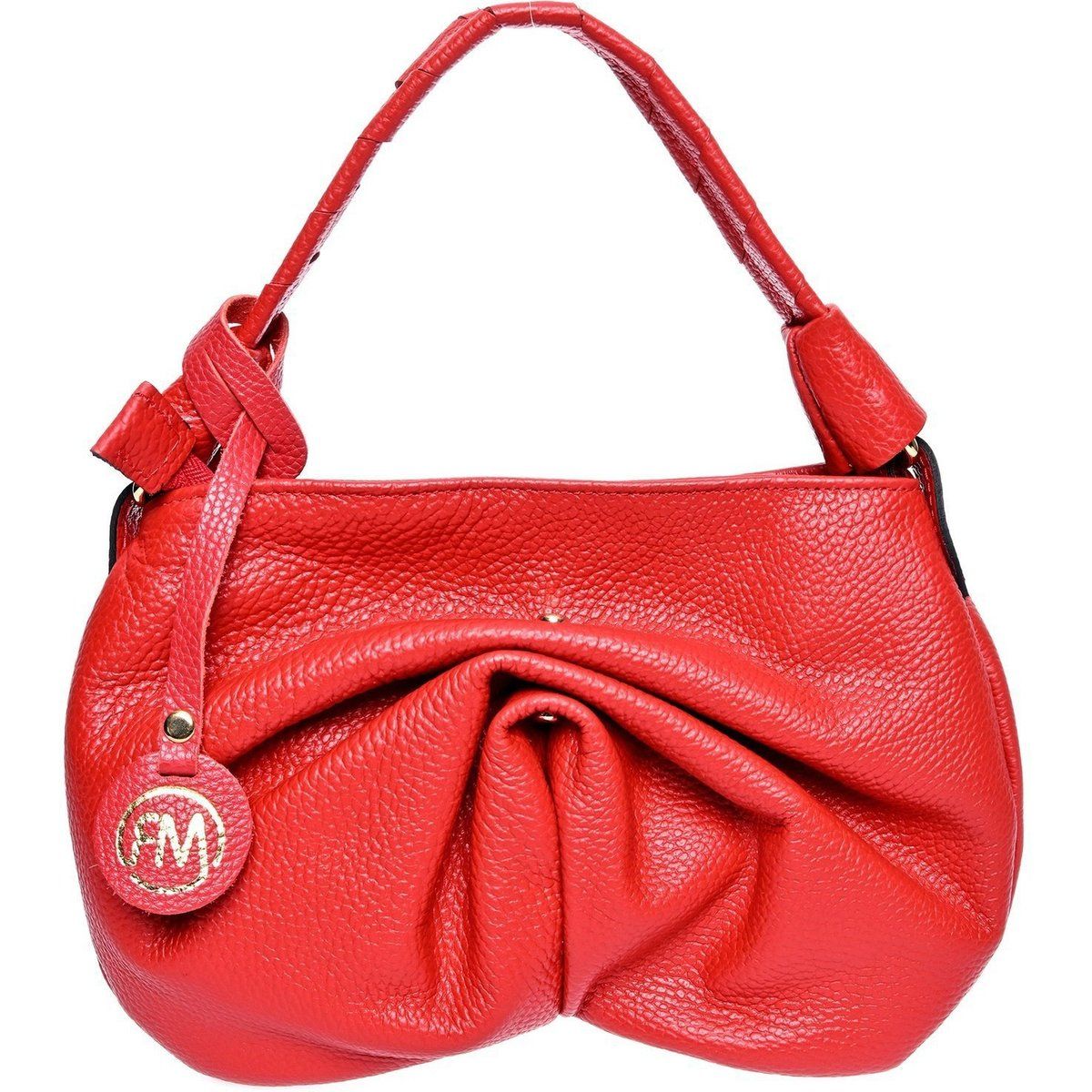 Rote Leder Schultertasche mit Anhänger