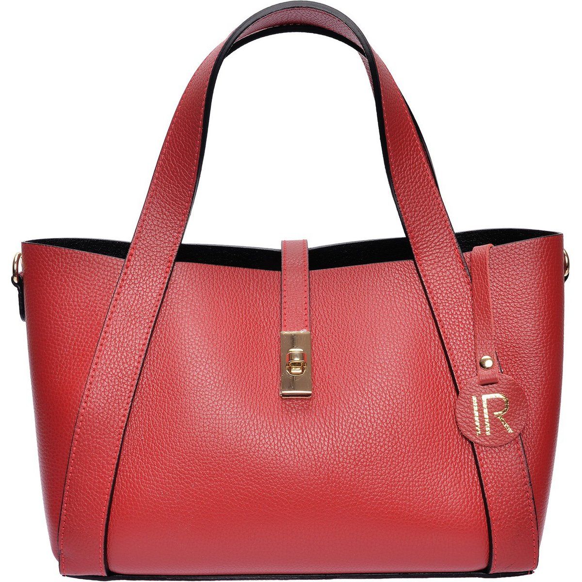 Strukturierte Tote Handtasche aus rotem Leder